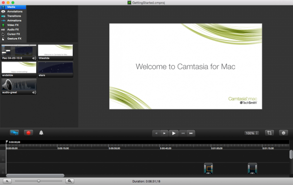 camtasia for mac 3 table of contents